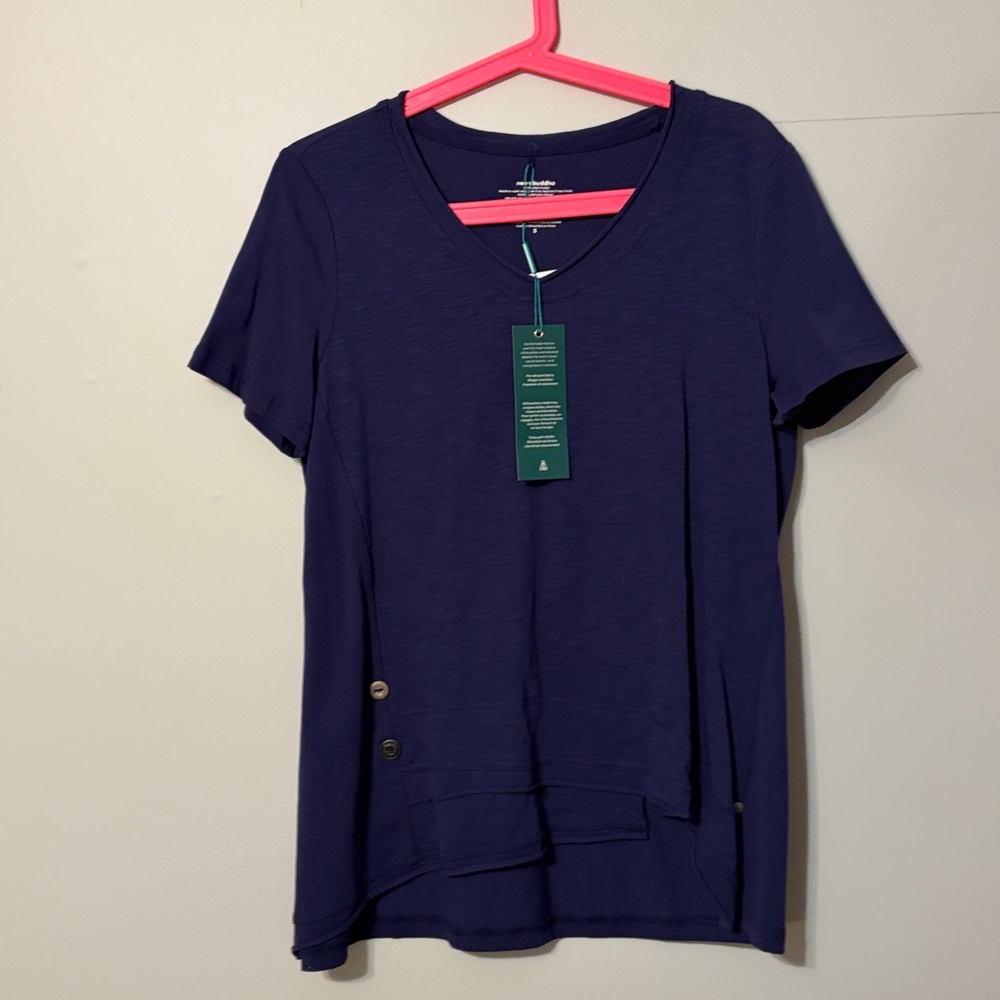 Women's Navy Blue Top Neon Buddha. 💯 cotton. Small NWT.